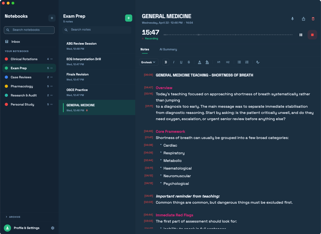 Notetake dark mode