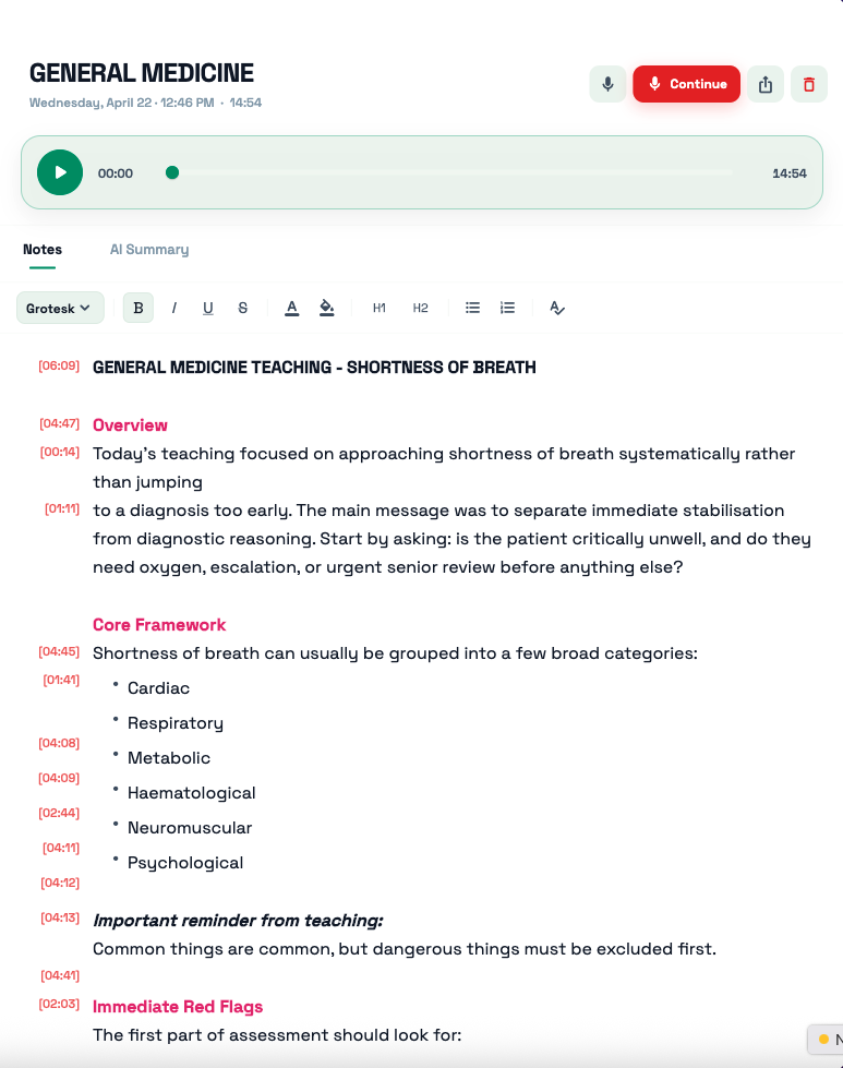 Timestamped notes in Notetake